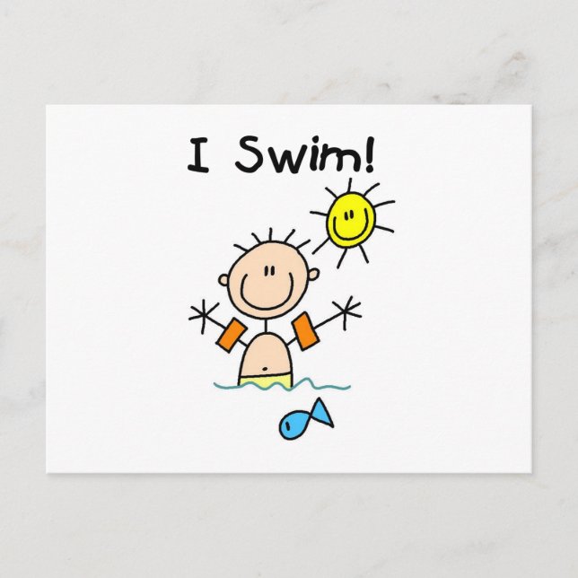 Carte Postale Stick Figure Boy I Swim (Devant)