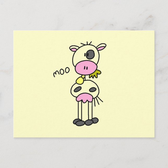 Carte Postale Stick Figure Cow Tshirts et cadeaux (Devant)