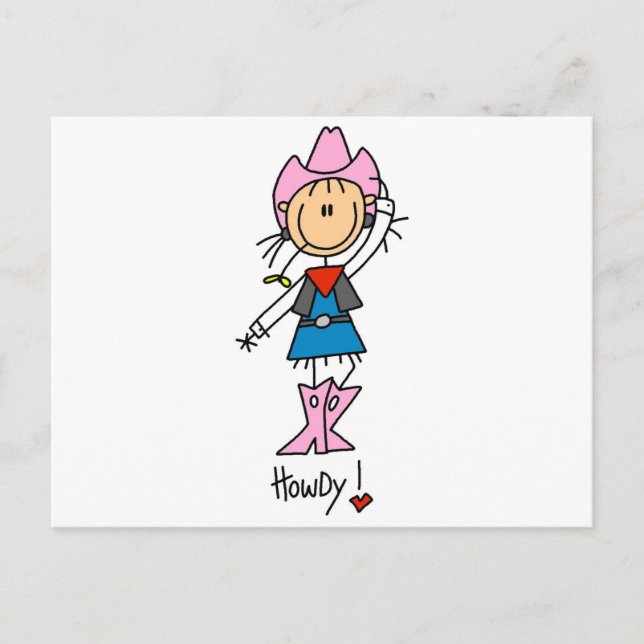 Carte Postale Stick Figure Cowgirl T-shirts et cadeaux (Devant)
