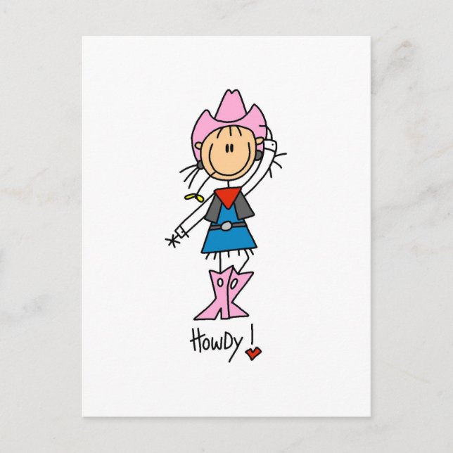 Carte Postale Stick Figure Cowgirl T-shirts et cadeaux (Devant)