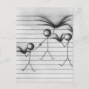 Carte Postale Stick Figure Drawing of Hanging on Lines