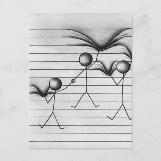 Carte Postale Stick Figure Drawing of Hanging on Lines (Devant)