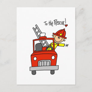 Carte Postale Stick Figure Firefighter à la Secourt