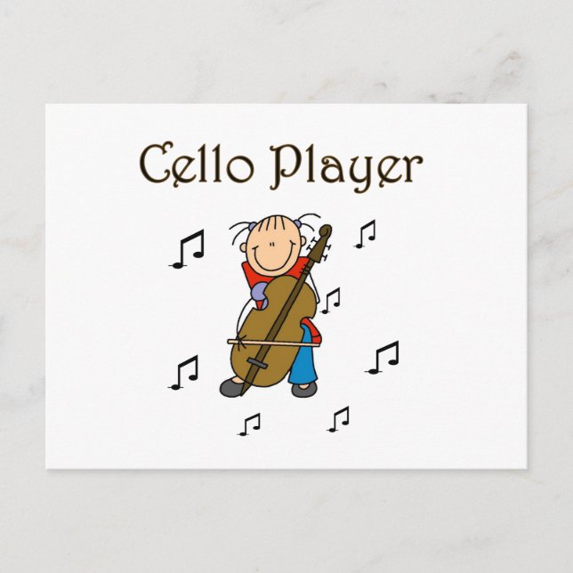 Carte Postale Stick Figure Girl Cello Player T-shirts et cadeaux (Devant)
