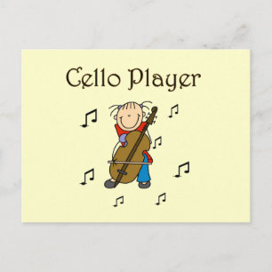 Carte Postale Stick Figure Girl Cello Player T-shirts et cadeaux