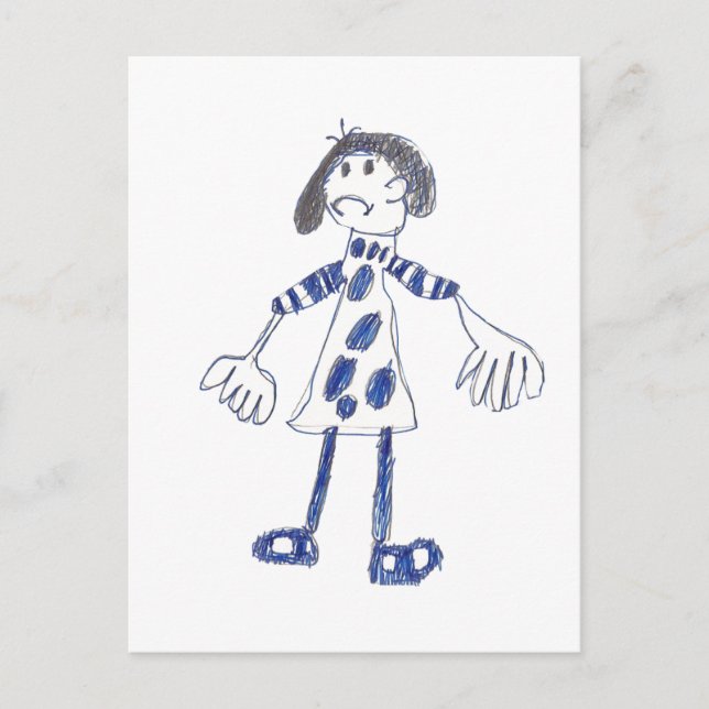 Carte Postale Stick Figure Girl demande pour Hug (Devant)