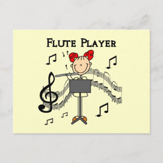 Carte Postale Stick Figure Girl Flute Player Tshirts et cadeaux