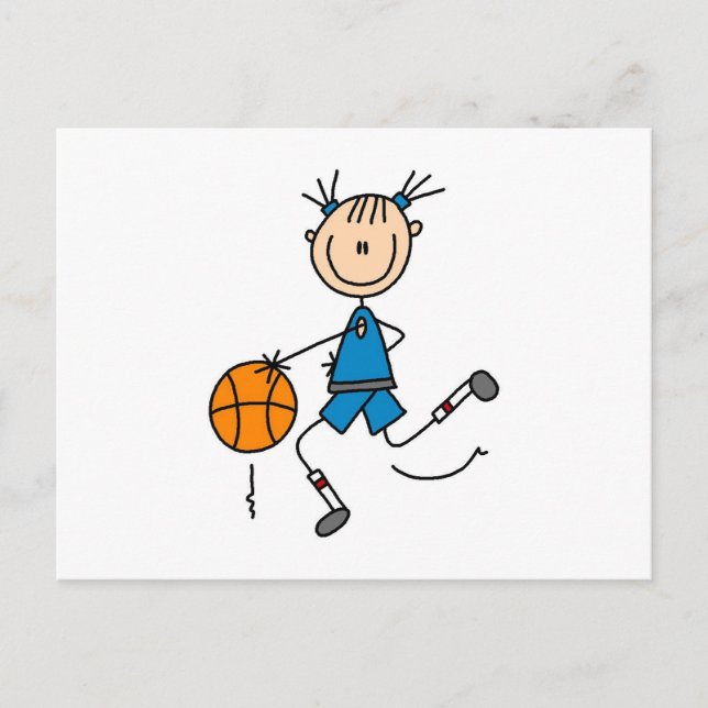 Carte Postale Stick Figure Girl Joueur de basket-ball Tshirts (Devant)