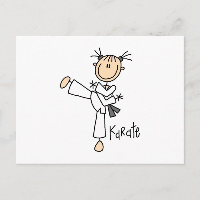 Carte Postale Stick Figure Girl Karate T-shirts et cadeaux (Devant)