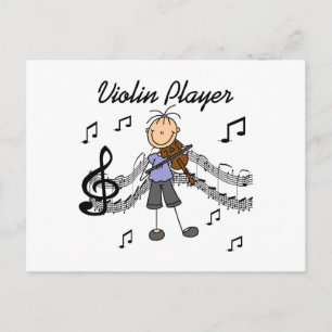 Carte Postale Stick Figure Girl Violin Player T-shirts et cadeau