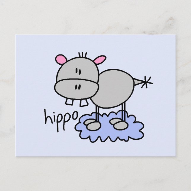 Carte Postale Stick Figure Hippo T-shirts et cadeaux (Devant)