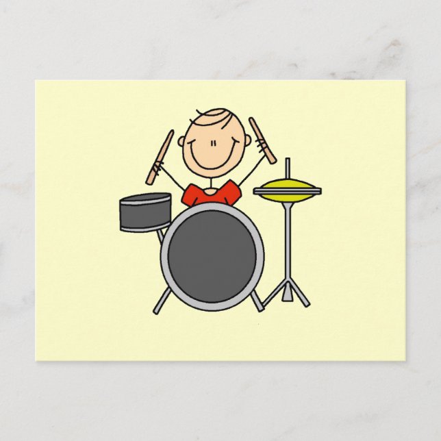 Carte Postale Stick Figure Homme Drummer T-shirts et cadeaux (Devant)