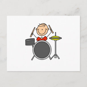 Carte Postale Stick Figure Homme Drummer T-shirts et cadeaux