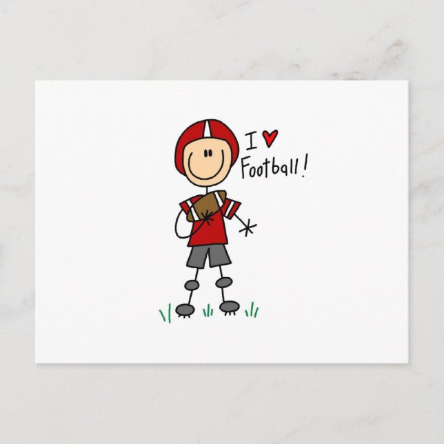 Carte Postale Stick Figure I Love Football T-shirts et cadeaux (Devant)