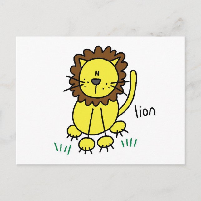 Carte Postale Stick Figure Lion T-shirts et cadeaux (Devant)