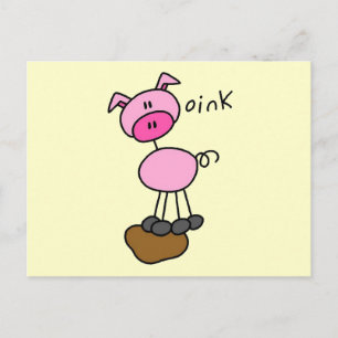 Carte Postale Stick Figure Pig Tshirts et cadeaux