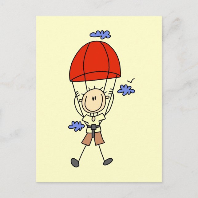 Carte Postale Stick Figure Sky Diver Tshirts et cadeaux (Devant)
