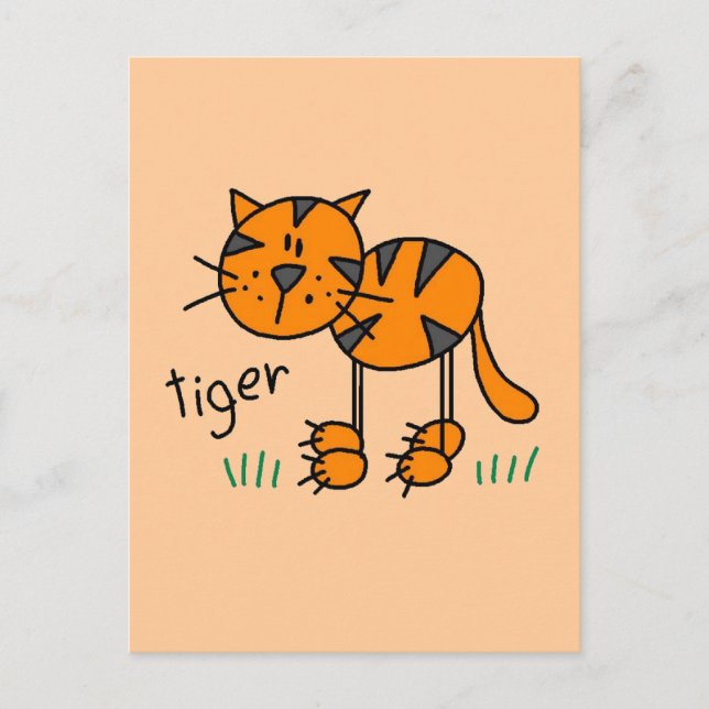 Carte Postale Stick Figure Tiger T-shirts et cadeaux (Devant)