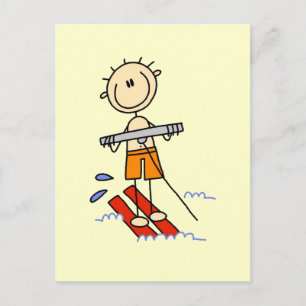 Carte Postale Stick Figure Water Skiing Tshirts and Toxiques