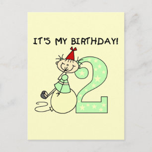 Carte Postale Stick Girl 2e Anniversaire Tshirts et cadeaux
