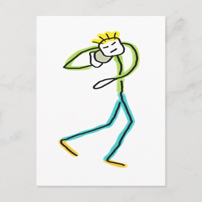 Carte Postale Stickman Lancer de Poids (Devant)