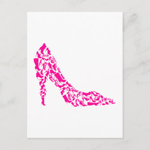 Carte Postale stiletto rose avec différentes silhouettes de chau