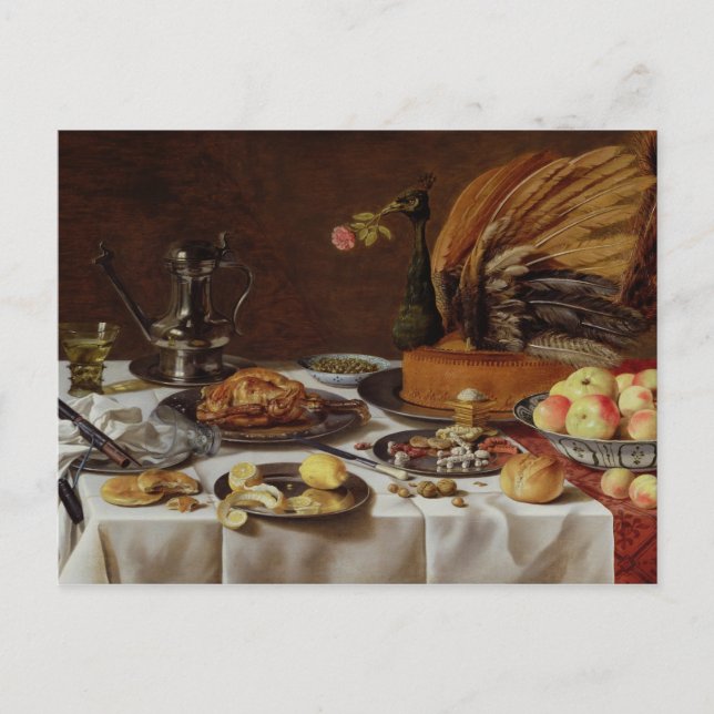 Carte Postale Still Life with a Peacock Pie, 1627 (Devant)