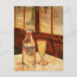 Carte Postale Still Life with Absinthe par Vincent van Gogh<br><div class="desc">Still Life with Absinthe de Vincent van Gogh est un post impressionnisme d'art vintage qui présente une carafe et un verre d'absinthe assis sur une table près d'une fenêtre dans un café, un bar et un restaurant. On dirait que la bouteille pourrait avoir de l'eau ou même du vin. À...</div>