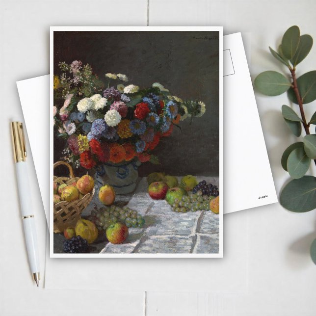 Carte Postale Still Life with Flowers and Fruit de Claude Monet (Créateur téléchargé)