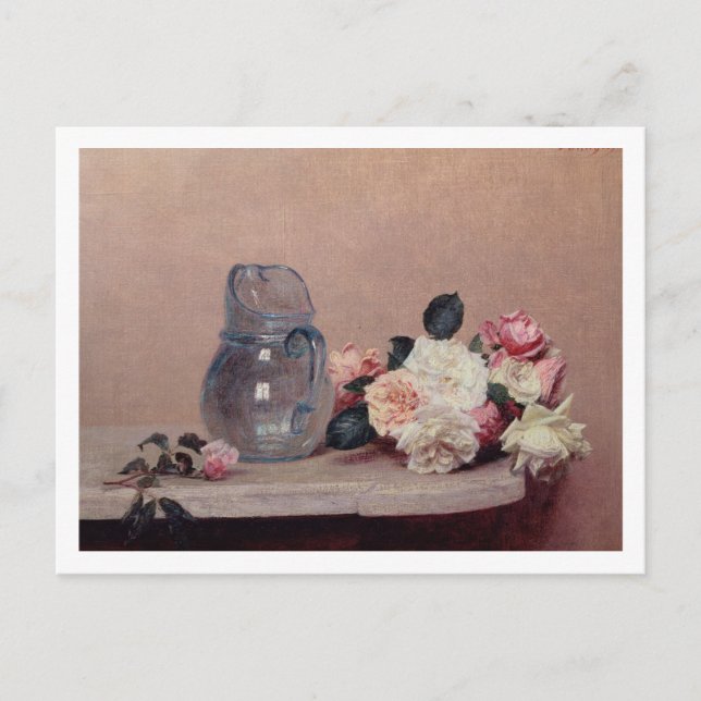 Carte Postale Still with Roses, 1889 (oil on canvas) (Devant)