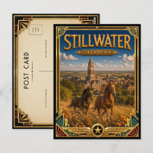 Carte Postale Stillwater Oklahoma Art Déco vintage de l'âge d'or