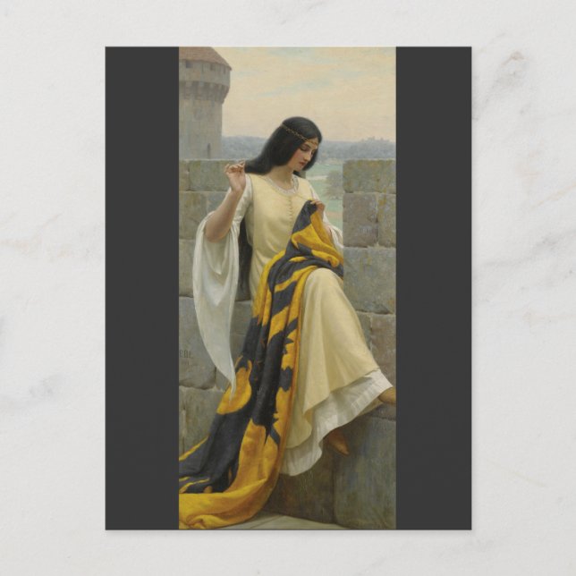 Carte Postale Stitching the Standard par Edmund Leighton, c. 191 (Devant)