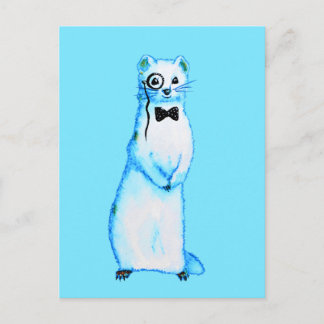 Carte Postale Stoat blanc Ermine Cute Ferret Lover Art