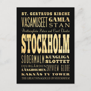 Carte Postale Stockholm City Royaume-Uni Typographie Art