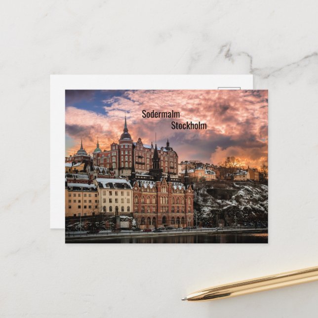 Carte Postale Stockholm, île de Sodermalm (Devant/Arrière en situation)