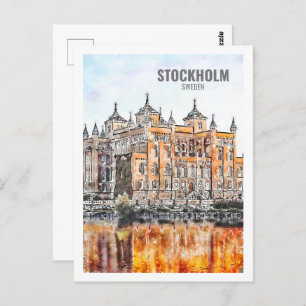 Carte Postale Stockholm Suède célèbre Travel Place Watercolor