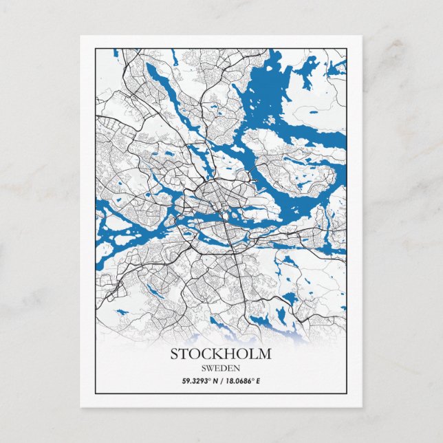 Carte Postale Stockholm Suède City Plan Voyage Simple (Devant)