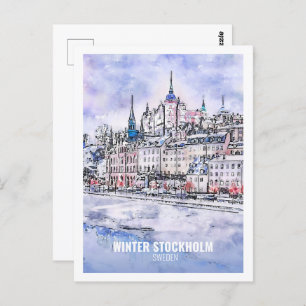 Carte Postale Stockholm Suède Fameux Sketch Aquarelle Voyage