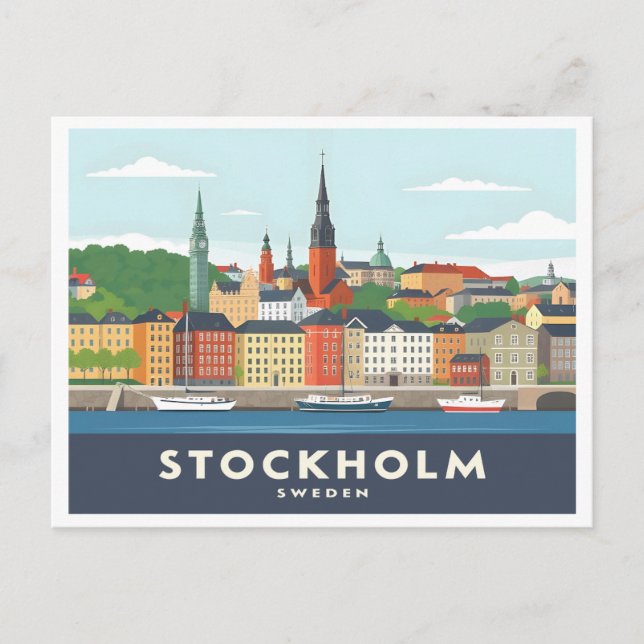 Carte Postale Stockholm Suède Gamla Stan Pastel Travel (Devant)