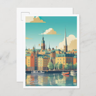 Carte Postale Stockholm Suède Lieu de voyage illustration