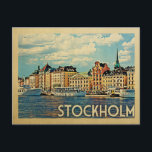 Carte postale Stockholm Suède Vintage voyage<br><div class="desc">Stockholm Suède design dans le style Vintage voyage avec un magnifique cadre fluvial côtier.</div>