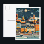 Carte Postale Stockholm Suède Vintage voyage d'art Illustration<br><div class="desc">Stockholm Suède Art Vintage illustration du lieu de voyage</div>