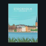 Carte Postale Stockholm Suède vintage voyage scandinavie<br><div class="desc">vintage,  rétro,  voyage,  moderne,  aquarelle,  Stockholm,  Suède,  scandinavie,  europe, </div>