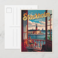 Stockholm Suède voyage balcon vintage vue cadeaux