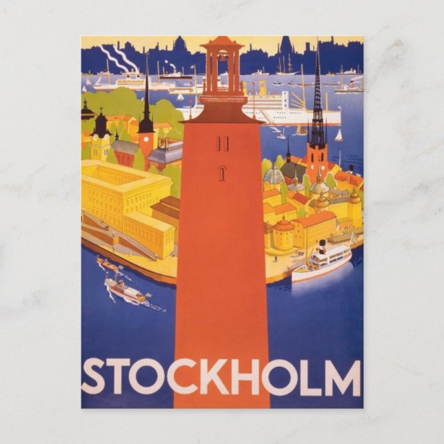 Carte Postale Stockholm, Sweden vintage travel holiday postcard (Devant)