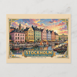 Carte Postale Stockholm vintage Suède Gamla Stan Vieille Ville