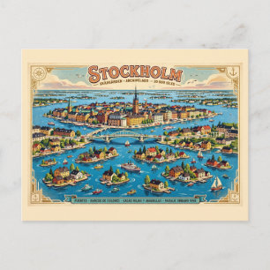 Carte Postale Stockholm vintage Suède Gamla Stan Vieille Ville