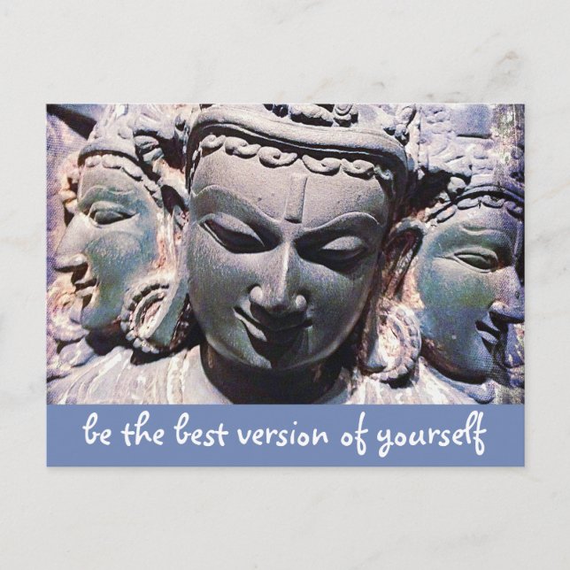 Carte Postale Stone Bouddha Visages Script Be Best Version Citat (Devant)