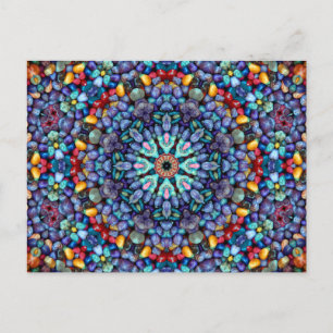Carte Postale Stone Wonder Vintage Bleu Fractal Kaleidoscope