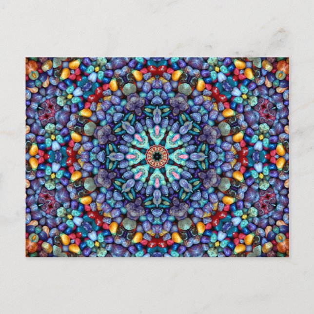 Carte Postale Stone Wonder Vintage Bleu Fractal Kaleidoscope (Devant)